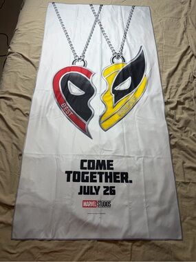 Marvel Deadpool  Wolverine Best Friends Polyester Banner 59” X 29”